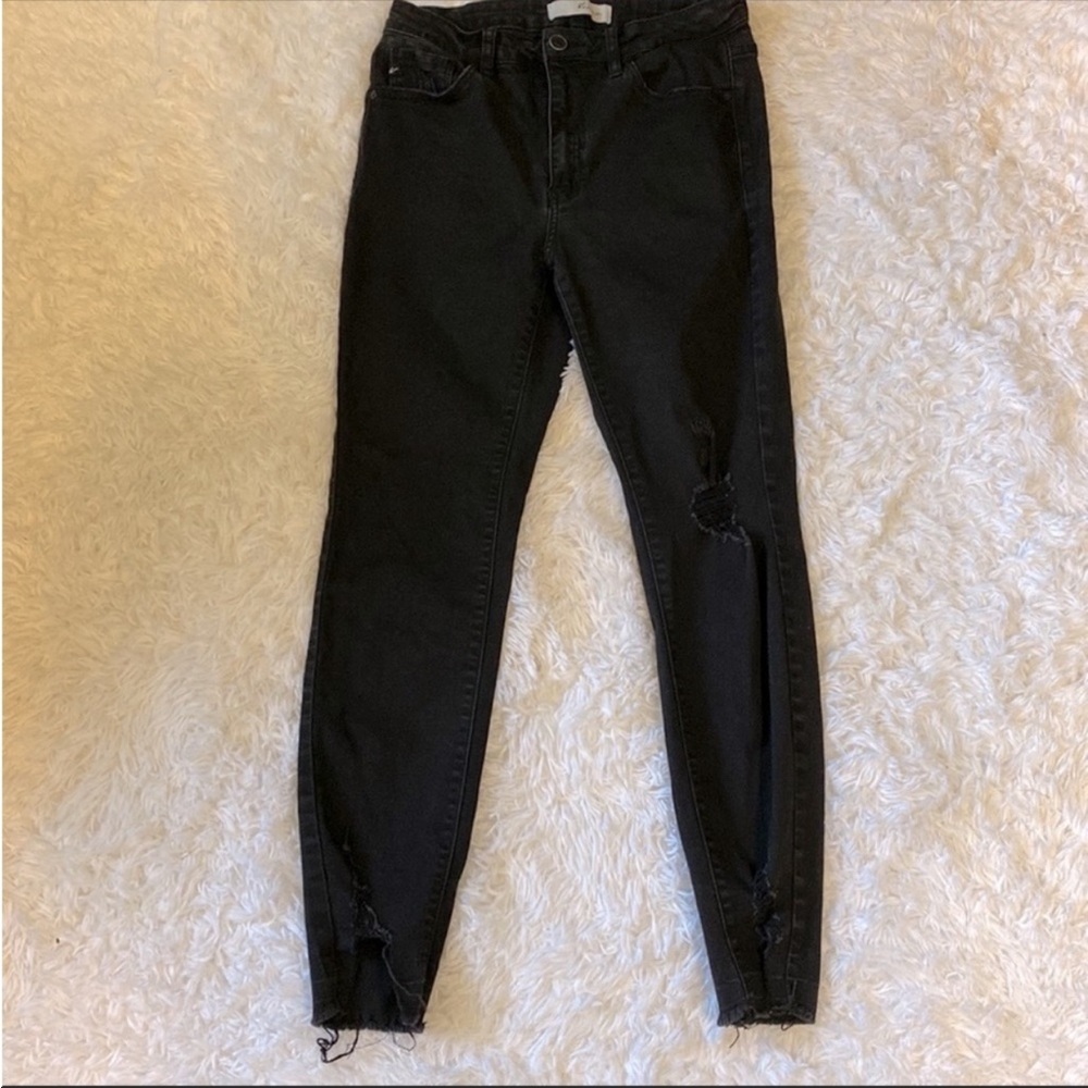 💙 6/$20 Kancan Jeans Distressed Skinny Black Jeans Size 9/28